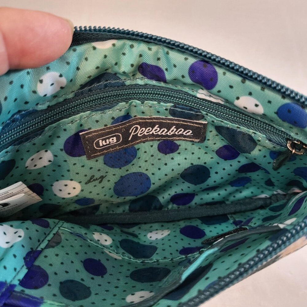 Lug Peekaboo Wristlet Wallet Blue/Green with Abstract Flowers - Picture 2 of 5